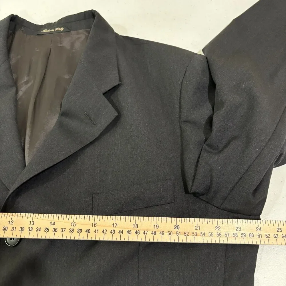 Ermenegildo Zegna Tessuto Charcoal Superfine Wool Blazer Sport Coat Men 56 Italy